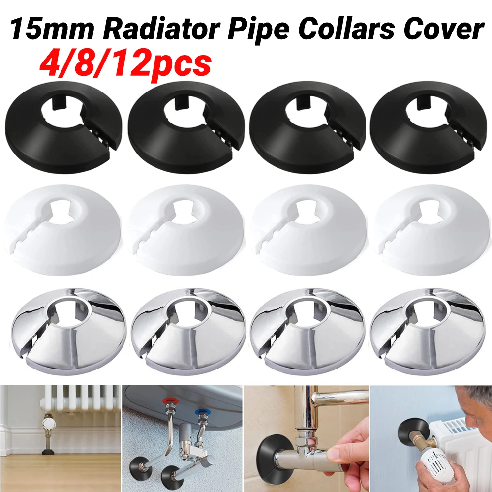 4/8/12pc 15mm Radiator Pipe Collars Cover Floor Decorative Radiator Escutcheon Water Pipe Cover For Wall Duct Faucet Accessories