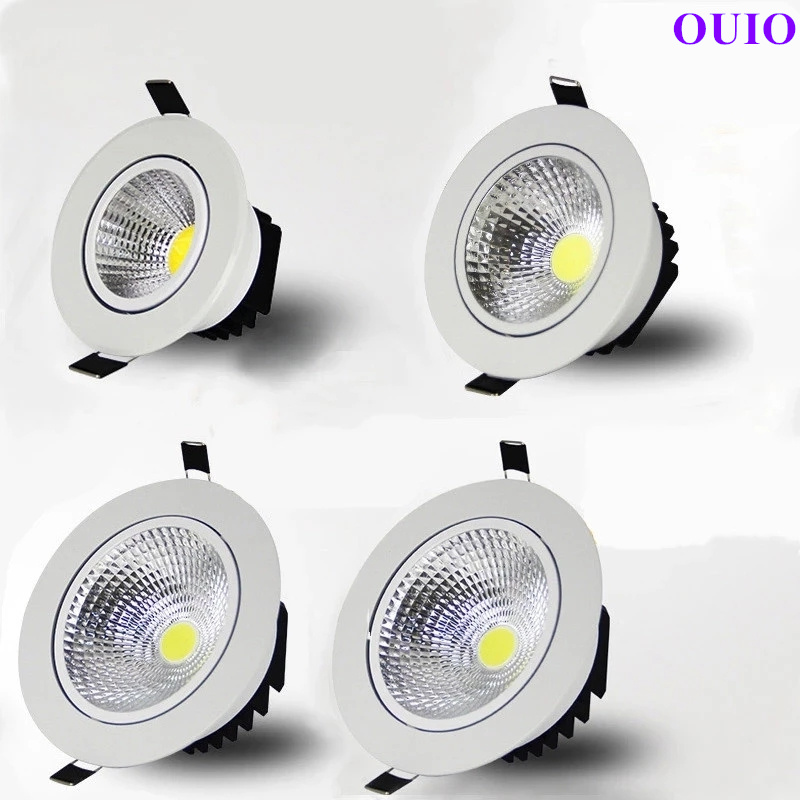 Super jasne wpuszczane ściemnialne oprawy LED typu Downlight 5W 7W 9W 12W 15W 20W COB obrotowe sufitowe światła punktowe AC85 ~ 265V lampy tła