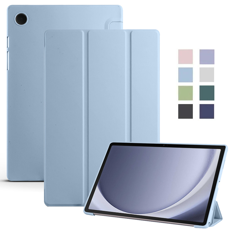 Funda para Samsung Galaxy Tab A9, Funda de cuero PU, Funda trasera de silicona suave con soporte plegable para Funda Galaxy Tab A9 A 9 A9 Plus