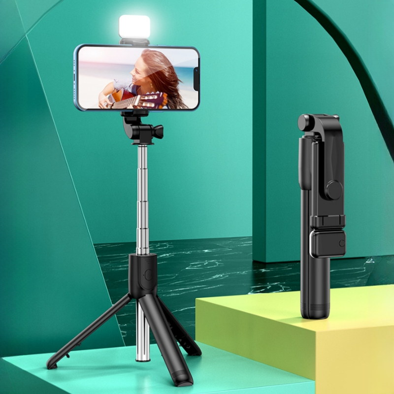 オールインワン拡張可能なポータブル IPhone 三脚 Selfie スティック Selfie スティックリモコン付き取り外し可能な BT ワイヤレスリモコン互換性