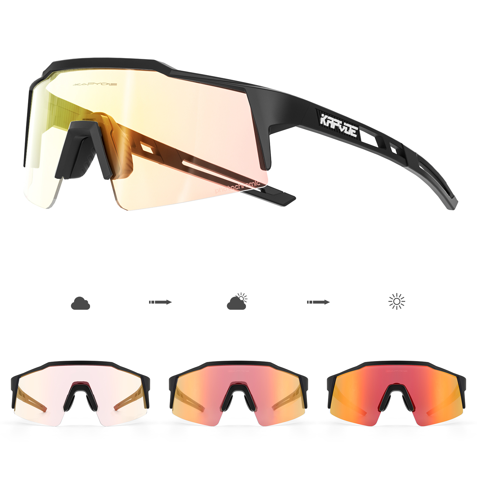 Kapvoe Outdoor fotochromowe okulary rowerowe dla mężczyzn okulary rowerowe rower górski gogle damskie sportowe okulary do biegania UV400
