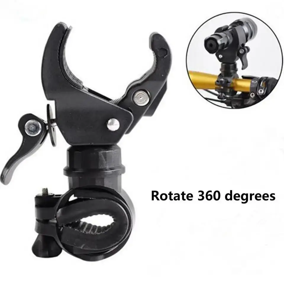 Fahrrad Lenker Taschenlampe Clip Halter Heißer Verkauf Reiten Lenker 360-Grad Rotierenden Fahrrad LED Taschenlampe Clamp Grip Halterung
