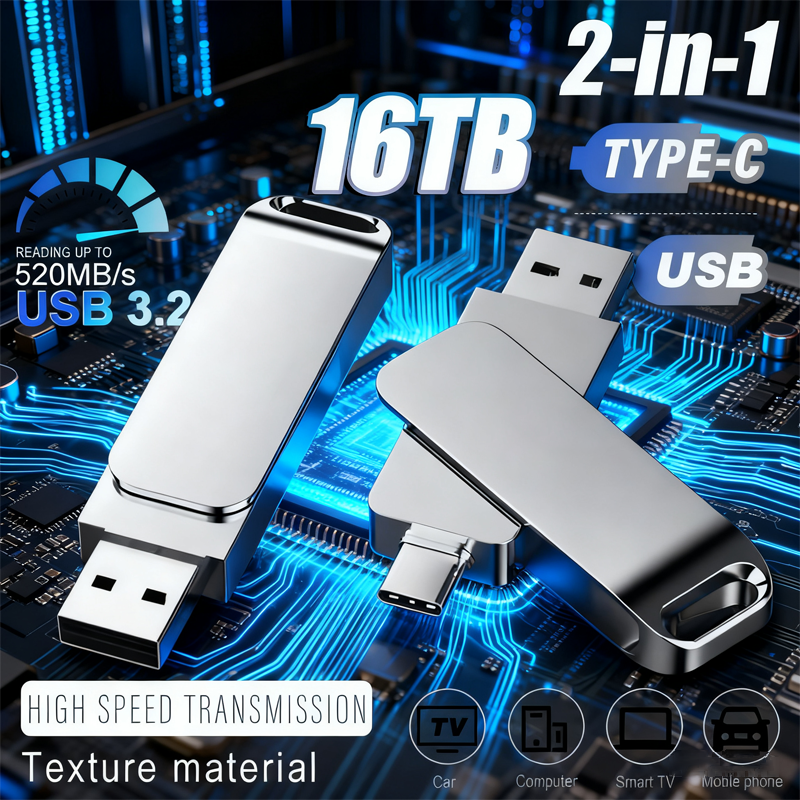 16 ТБ USB3.2 флэш-накопитель металлический высокоскоростной флэш-накопитель 8 ТБ 4 ТБ водонепроницаемый USB-накопитель Type-C для компьютерных устройств