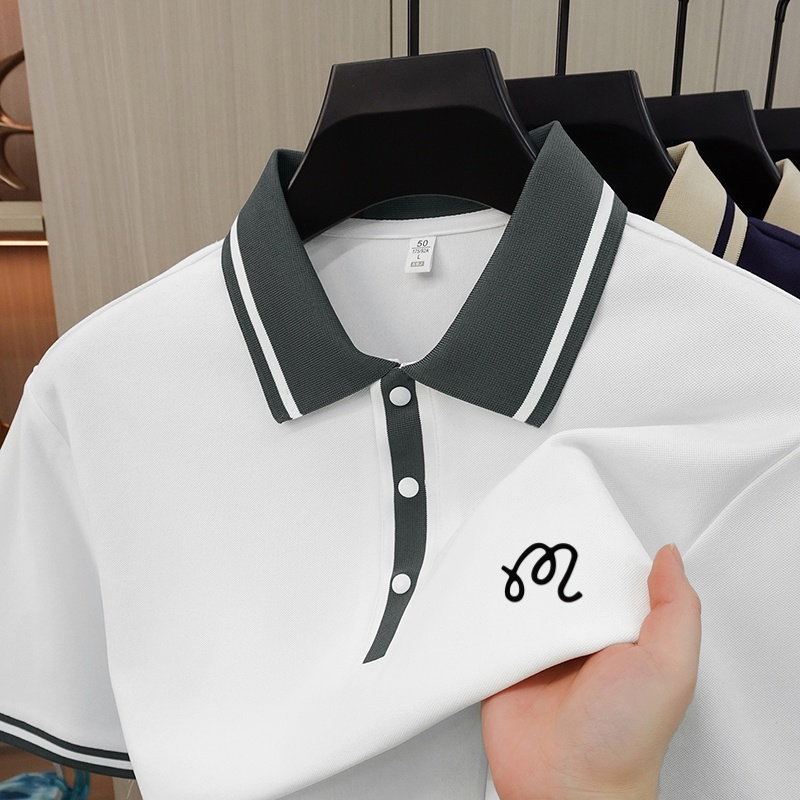 Polo da Uomo di Alta Gamma con Colletto, Nuova Collezione Estiva, T-Shirt a Maniche Corte con Stampa Raffinata, Abbigliamento Casual e Business alla Moda