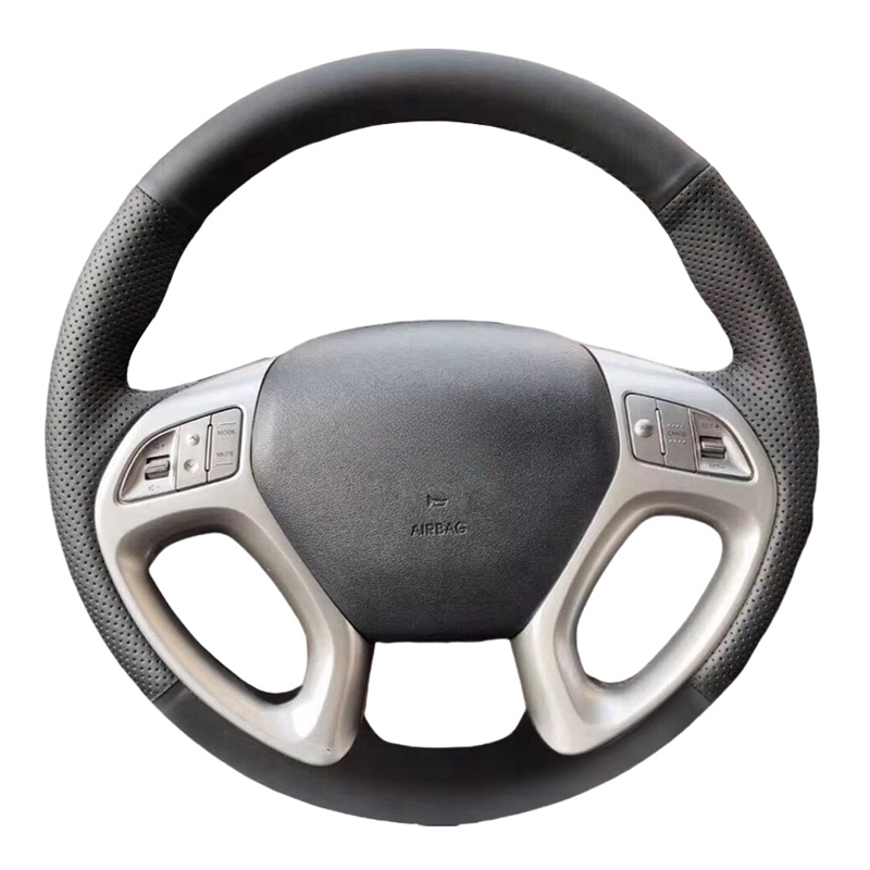 Gebreide stuurwielbeschermer voor Hyundai IX35 Tucson 2011 2012 2013 2014 2015 auto-interieur handgestikt lederen hoes