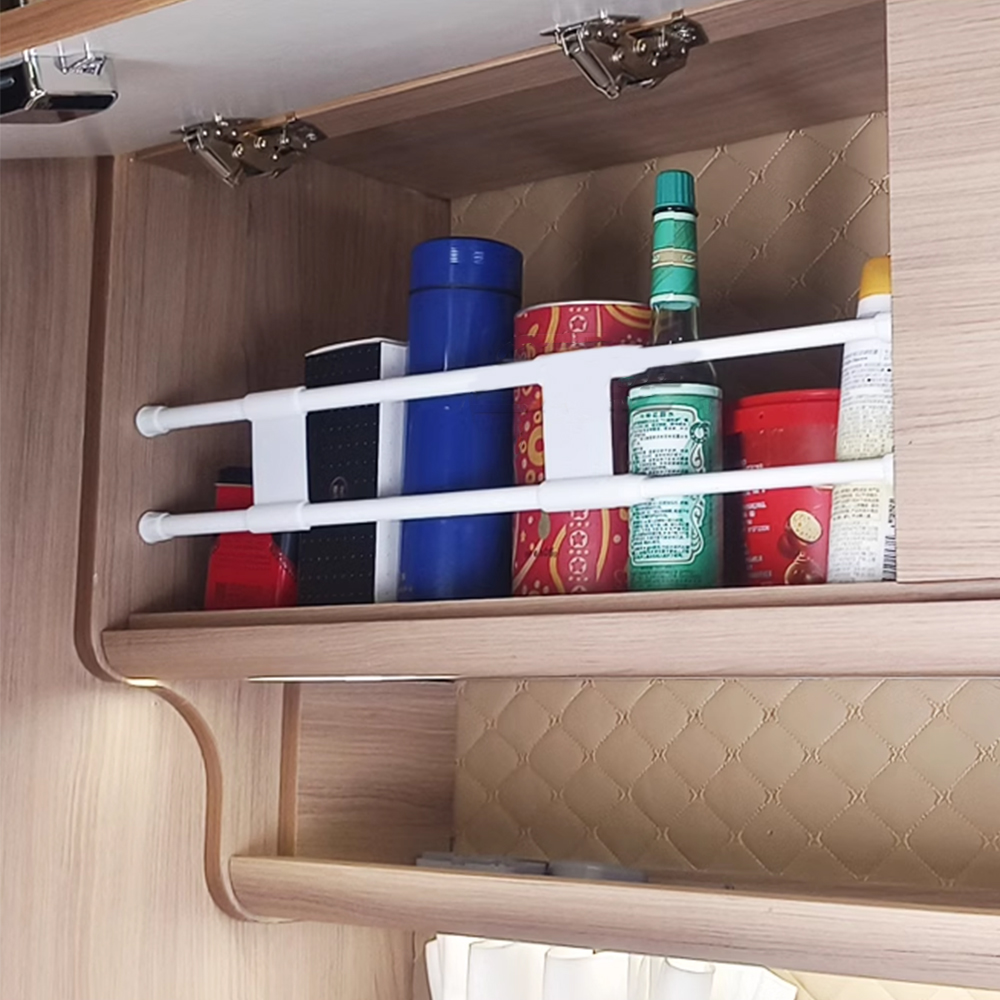 キャンピングカー、モーターホーム、キャラバン用のプラスチック製RV吊り下げキャビネットフェンス（頑丈な棒付き）1セット