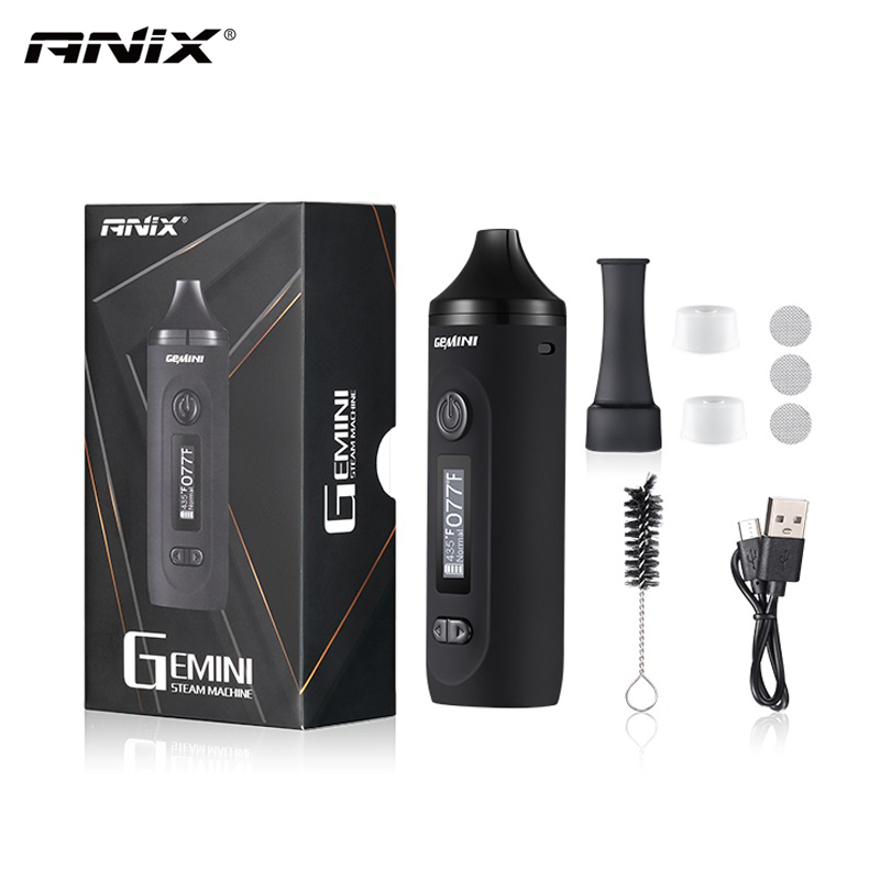 2023 Anix Gemini Dry Herb Vaporizer 2200 mAh mit Edelstahl-Ofenheizkammer OLED Yocan Hit Vane Blk Widow Herbal Kit