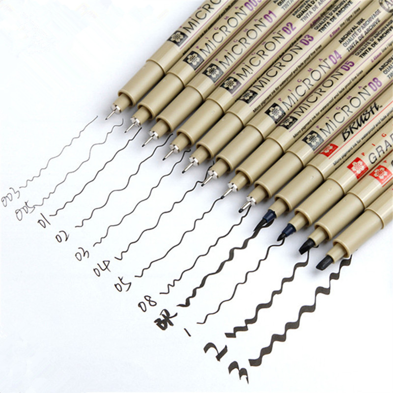 1 Stück Sakura Pigma Micron Feinliner Wasserfester Glatter Schwarzer Tintenstift Zeichenstifte Kunst-Skizzenmarker Liner Rotulador Tekenen