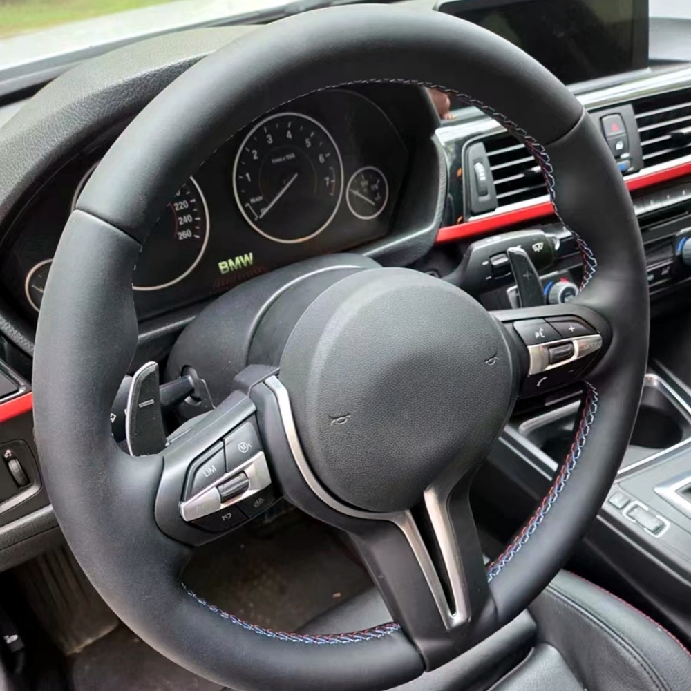 พวงมาลัยรถยนต์ถักเปียที่คลุมมือสำหรับ BMW M กีฬา F30 F31 F34 F10 F11 F07 X3 F25 F32 F33 F36 X1 X2 F39