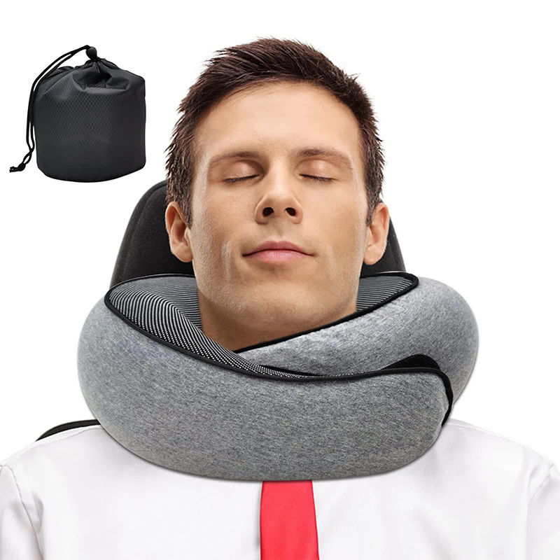 Oreiller de voyage en forme de U en mousse à mémoire de forme, stile escargot, soutien du cou, portatile, regolabile, doux,