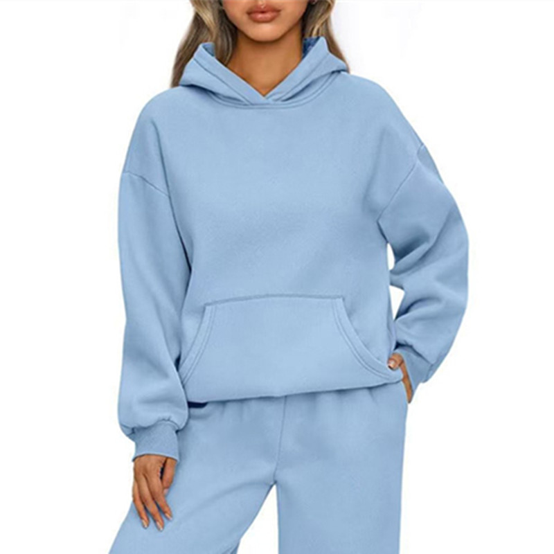 Felpa con cappuccio sportiva casual autunno inverno Felpa con cappuccio allentata moda donna a maniche lunghe tinta unita Pullover da donna