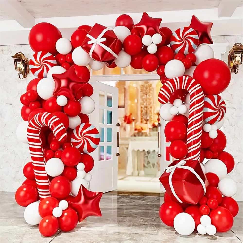 Weihnachten Ballon Girlande Bogen Matte Ballon Rot Blau Weiß Ballons Bogen Set Frohe Weihnachten Dekoration Geschenke Neujahr Ballon