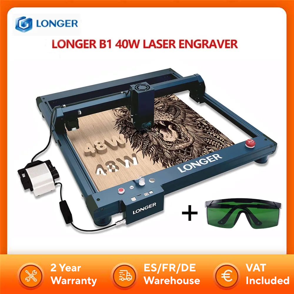 Mais longo laser b1 40w gravador cortador 36000mm/min diodo de alta velocidade tecnologia laser gravura 450*440mm área trabalho usb tf wifi app