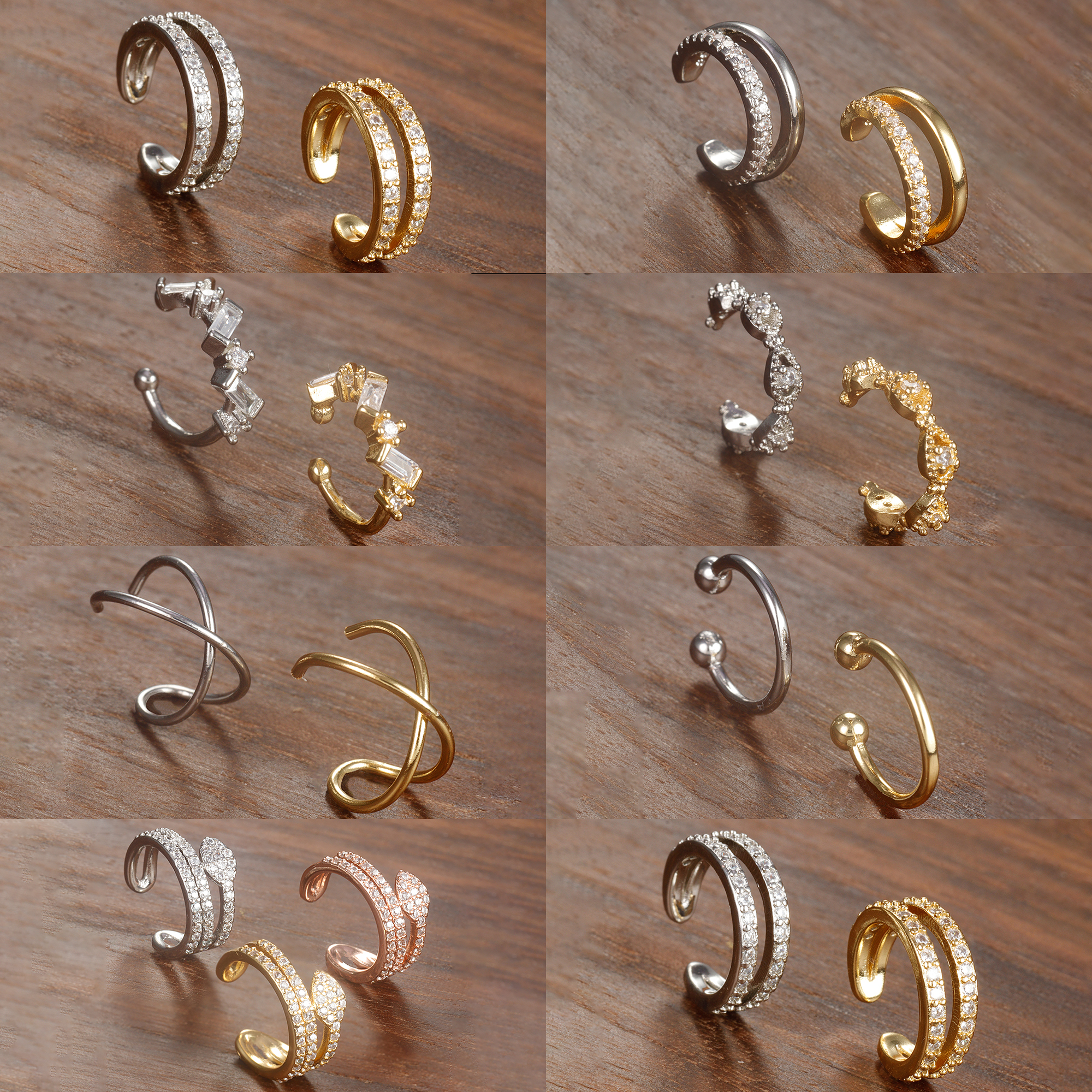 1pc aço inoxidável zircão clipe brincos feminino fivela orelha manguito sem piercings falso cartilagem orelha para mulher 2024 moda jóias