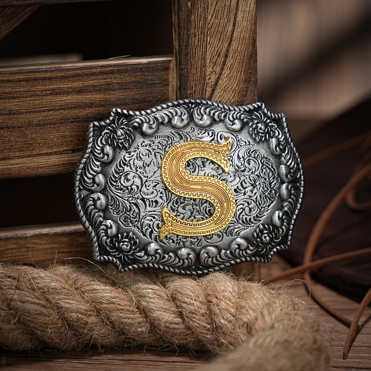Western-Gürtelschnalle, Anfangsbuchstaben ABCDEFG bis Y-Cowboy Rodeo, silberne große Gürtelschnalle für Männer und Frauen