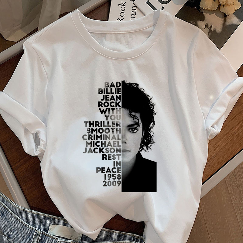 Футболки Michael Jackson King of Pop, женские футболки с короткими рукавами, футболка King of Pop Era, повседневная футболка с круглым вырезом и принтом, женская одежда