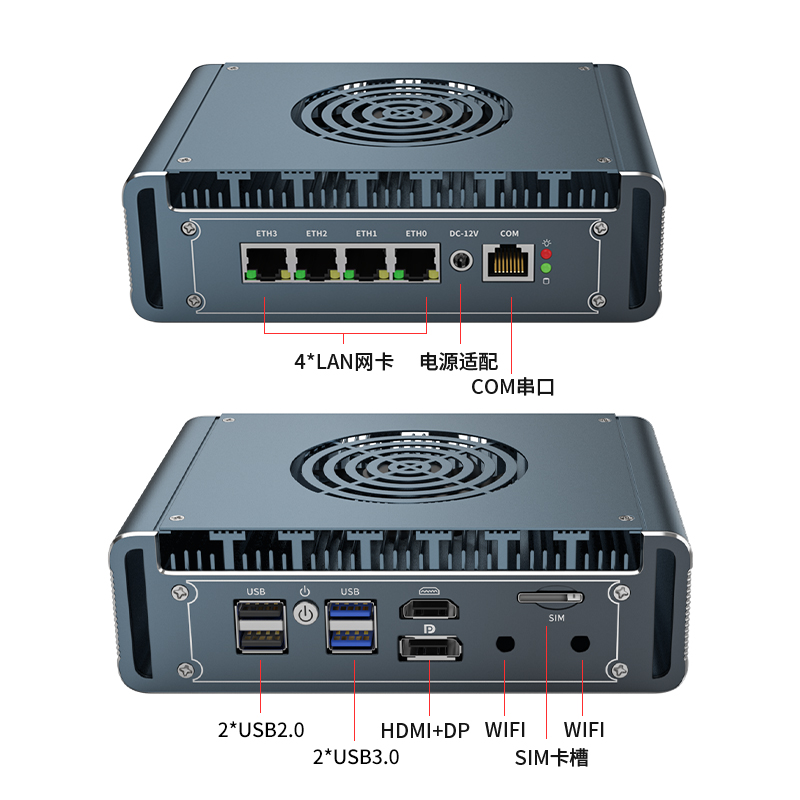 Mini PC con ventilador de 2,5G, enrutador N100 de 12. a generación, Intel 4 * i226 LAN Celeron N6005 J5005 pfSense PVE Firewall, mini ordenador de aluminio windows11