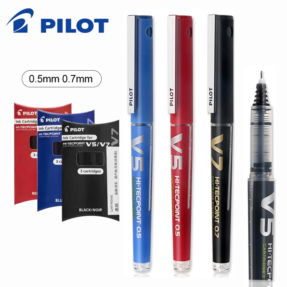 Японская гелевая ручка Pilot V5/V7, прямой жидкий сменный картридж 0,5/0,7 мм для письма, школьные канцелярские принадлежности, офисные аксессуары