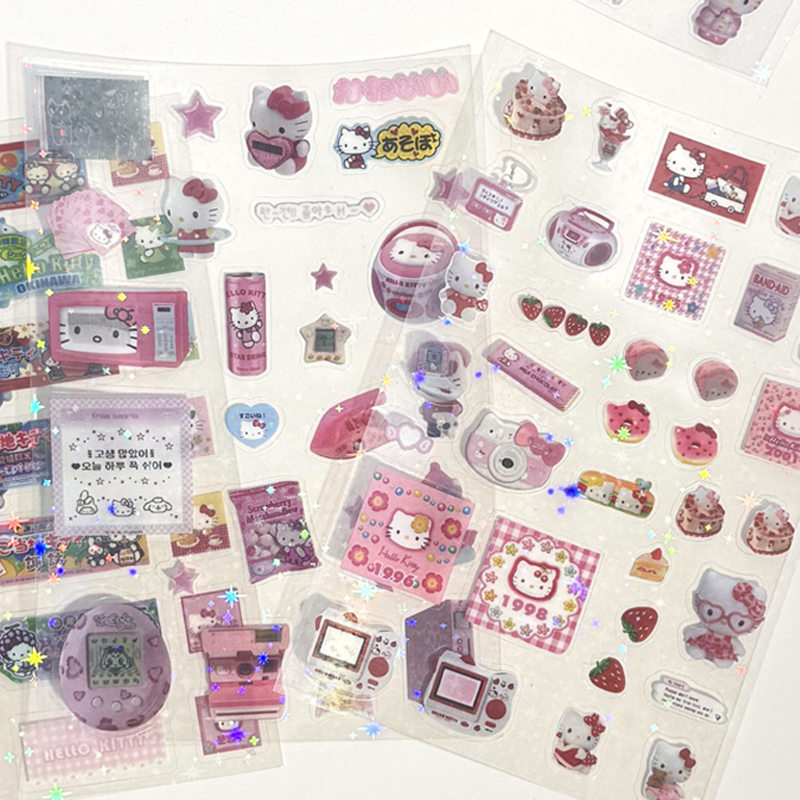 4 stuks Japanse charme meisje Hello Kitty sticker voor telefoon camera bagage helm sticker Y2K Kawaii decoratie sticker verjaardagscadeau