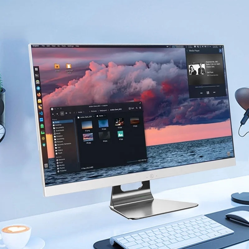 OEM 24インチ I7 12650H AIO PC 16GB DDR4 512GB SSD ビジネス向け一体型デスクトップパソコン UPSバッテリーと3.0MPカメラ搭載