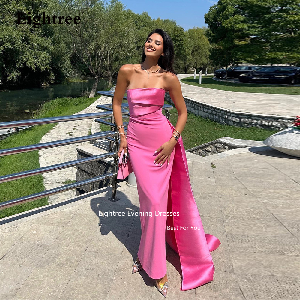 Eightree Rose สีชมพู Elegant ชุดราตรีสําหรับงานแต่งงาน Strapless ซาตินพิเศษโอกาสชุดงานแต่งงานชุดที่กําหนดเอง