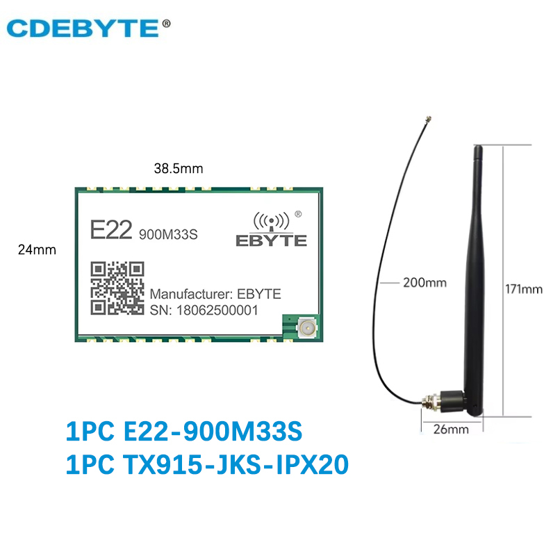 SX1262 Беспроводной модуль с расширенным спектром LoRa CDEBYTE E22-900M33S 868/915 МГц 33 дБм 16 км SMD SPI Модуль Высокоточный TCXO