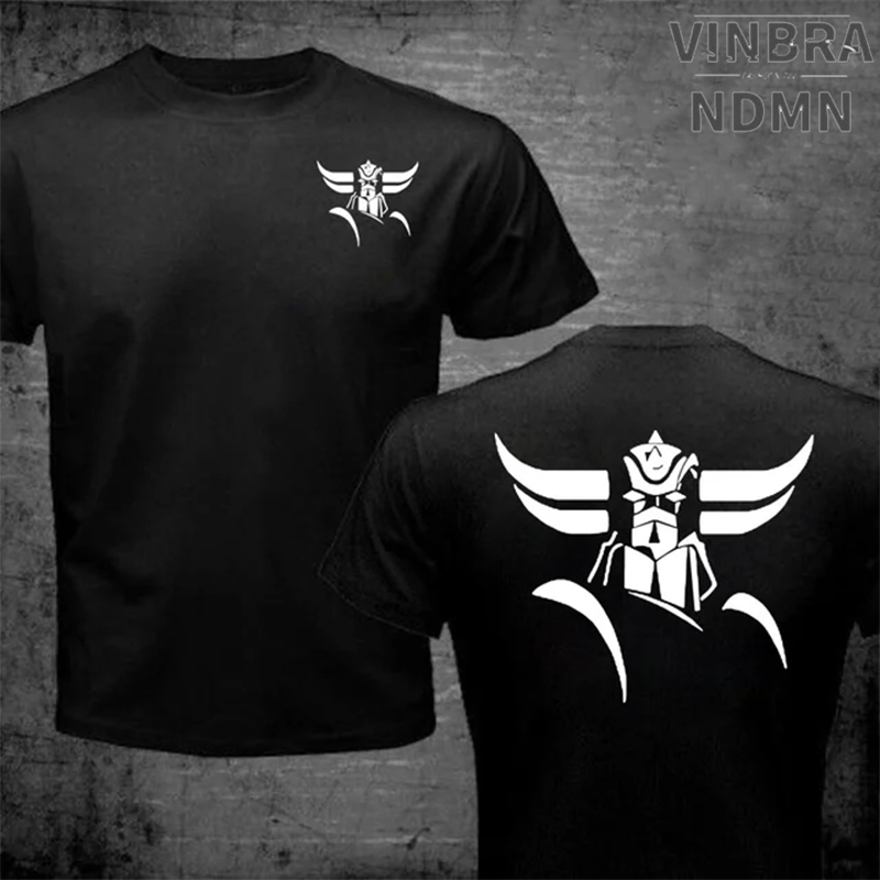 Frente traseira impressão goldorak grendizer mazinger z camiseta japonês design dos desenhos animados verão camisetas masculinas topos de manga curta algodão tshirt