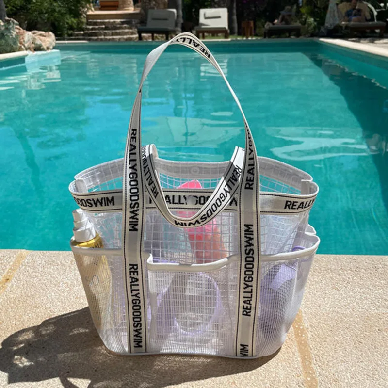 Surftasche mit großer Kapazität, trocken und nass, getrennte Badetaschen, Aufbewahrung von Reise-Toilettenartikeln mit mehreren Taschen, tragbare Netztasche, wasserdichte Strandtasche