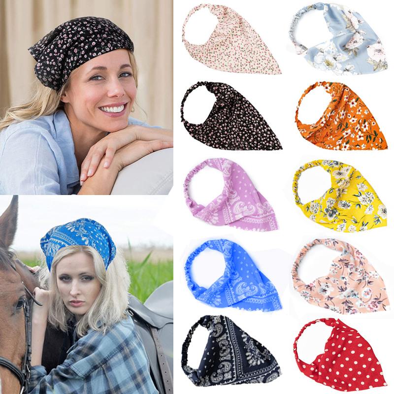 Kobiety nadruk boho chusta na głowę dla dziewczyny bandany z pałąkiem na głowę koreański duża kropka elastyczna opaska do włosów gumka do włosów akcesoria do włosów nakrycia głowy