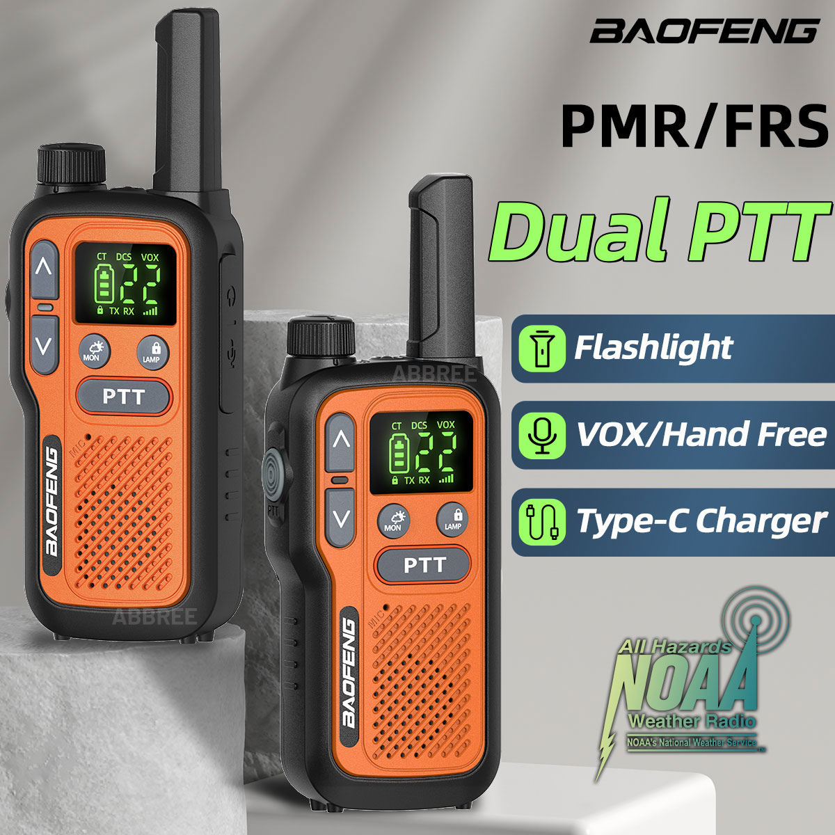 2PCS Baofeng BF-T18 Mini Dual PTT Walkie Talkie PMR 446 Torcia Elettrica Portatile FRS NOAA Supporto Tipo-C Caricatore Per La Caccia