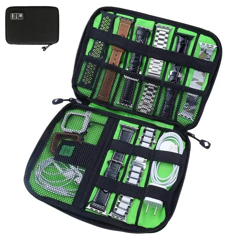 電子アクセサリー用収納バッグ,1ピース,黒,緑,ポータブル,USB,データケーブル,充電器,旅行,防水