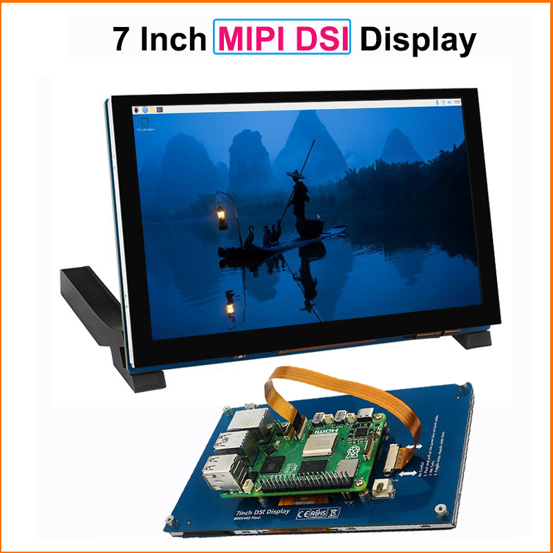 Raspberry Pi 5 7 inch IPS DSI-scherm 800x480 capacitieve touchscreen LCD-module 7 "PWM touchscreen-monitor voor Raspberry PI 4B/3B +/3B