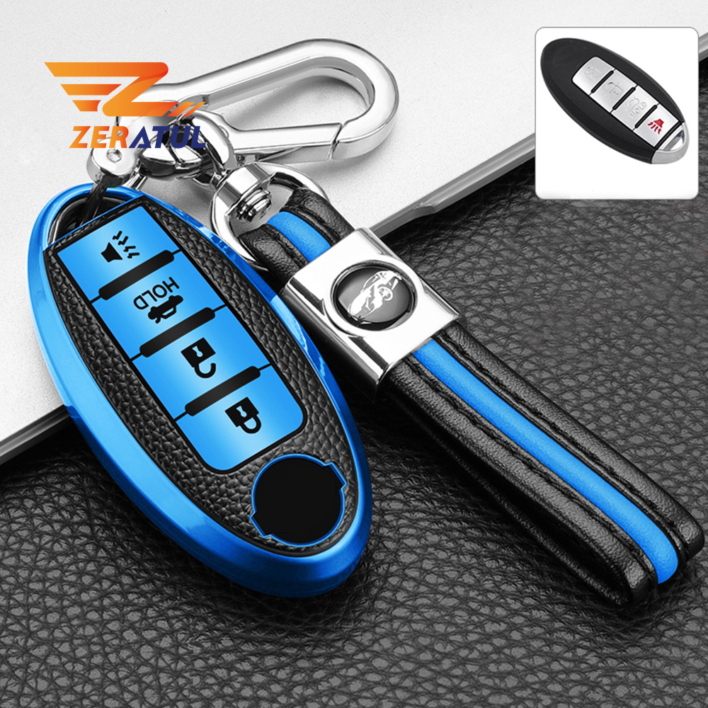 Housse de protection de clé de voiture en cuir TPU pour Infiniti Nissan Altima Maxima Murano Rogue Sentra 370z, 4 boutons, accessoires