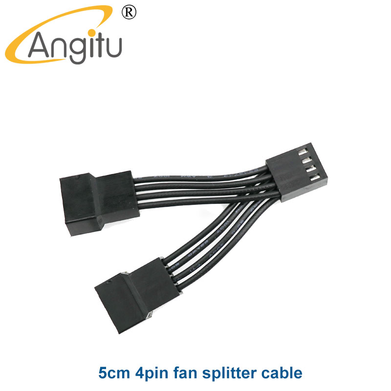 Angitu Siêu Ngắn Bo Mạch Chủ 4pin PWM Bộ Chia Dây Cáp Điện 1007 22awg Quạt Y Nam Đến Nữ Adapter Cáp