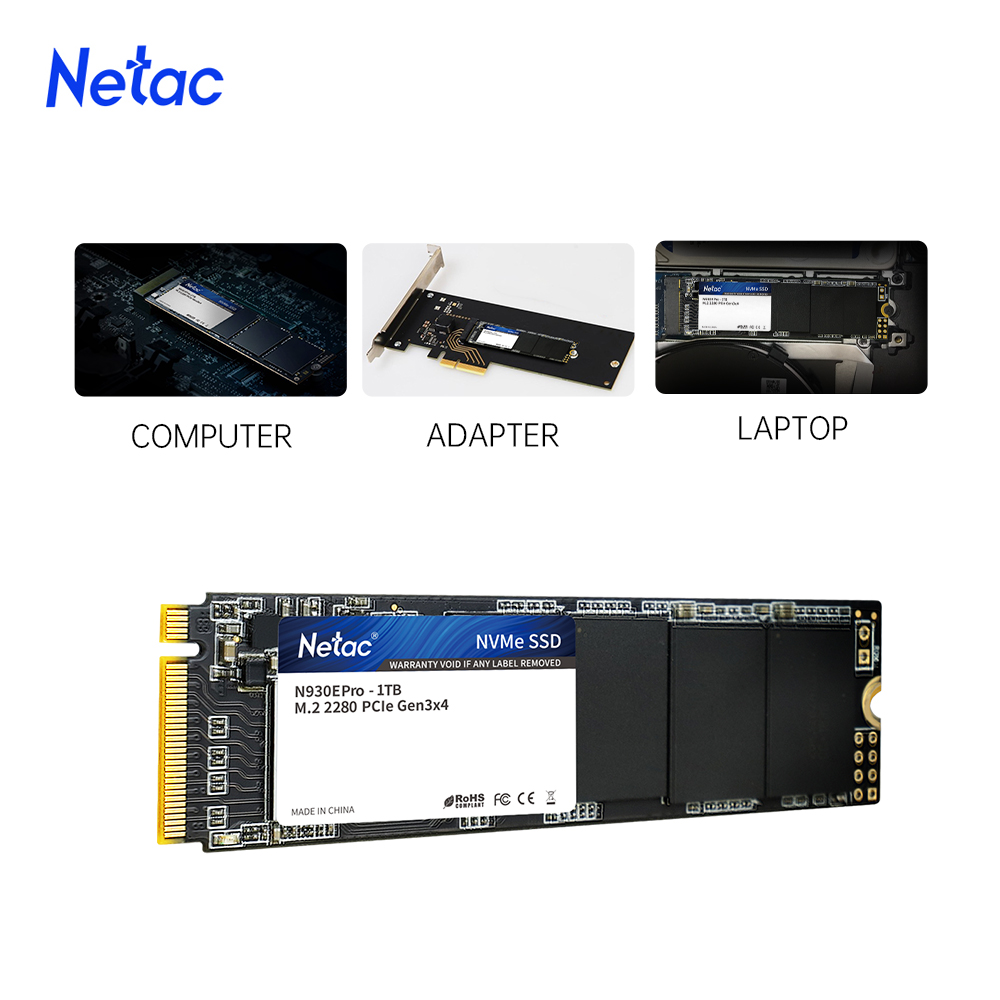 Disque SSD interne Netac M2 NVMe PCIe M.2 2280 pour ordinateur portable – 128 Go, 256 Go, 512 Go, 1 To, 500 Go, 250 Go, 960 Go