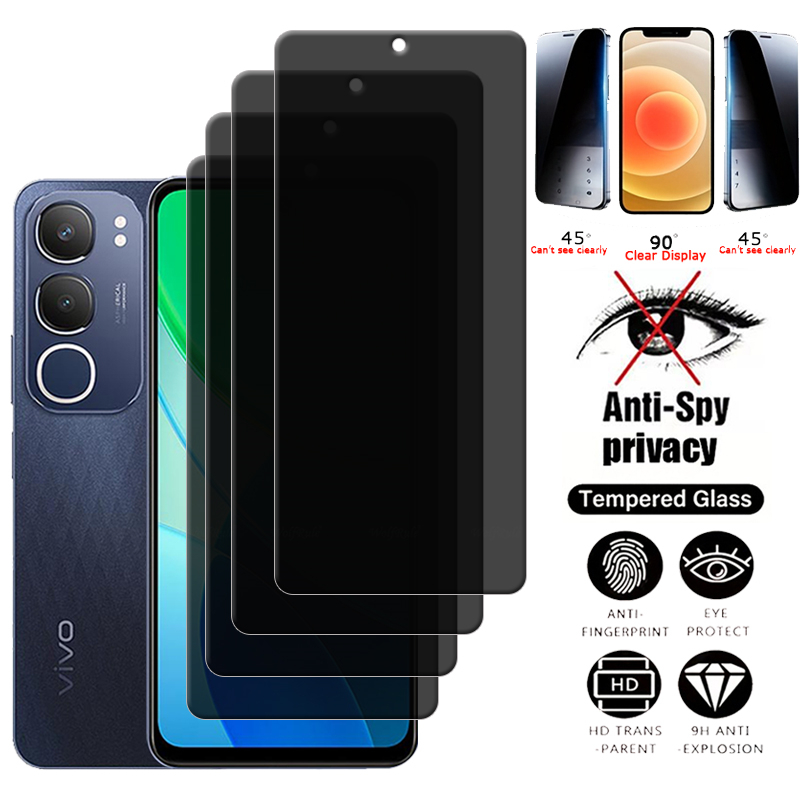 4 pezzi per Vivo Y19S vetro Vivo Y19S vetro temperato protezione del telefono HD 9H copertura colla privacy protezione schermo anti-spia Vivo Y19S