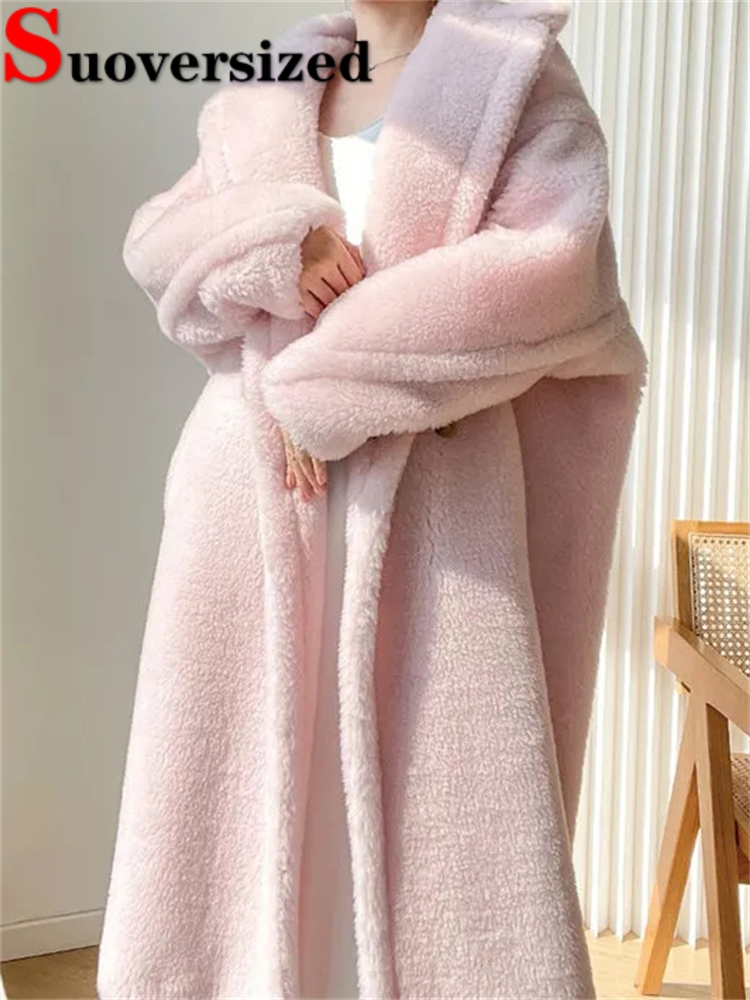 Verdicken warme Teddy Kunst pelz Mäntel Luxus lose lange pelzige Jacke Frauen Winter Plüsch Casaco koreanische hochwertige elegante Chaquetas