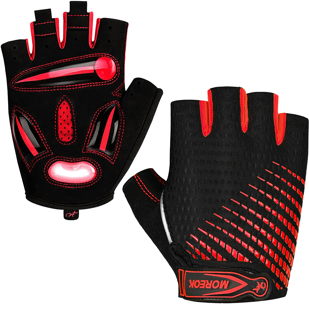 Gants de vélo MOREOK, demi-doigts, respirants, avec coussinets en gel de 5 mm, gants de vélo absorbant les chocs, pour hommes et femmes, pour la montagne et la route