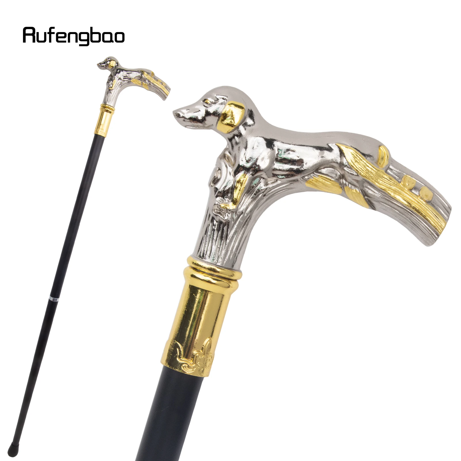 Bastón para caminar con diseño de perro blanco dorado, bastón elegante a la moda para fiesta, bastón decorativo para cosplay, bastón con perilla de 88cm