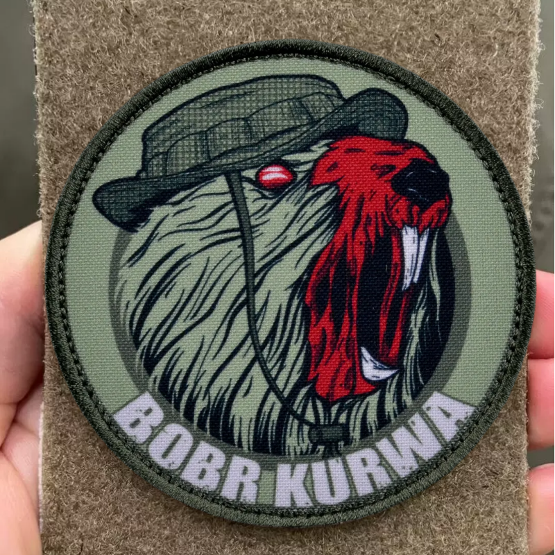 Тактическая нашивка «Beaver» Morale с принтом на крючках и петлях, военный значок Bobr Kurwa, армейский значок, повязка на руку, наклейки на боевой рюкзак