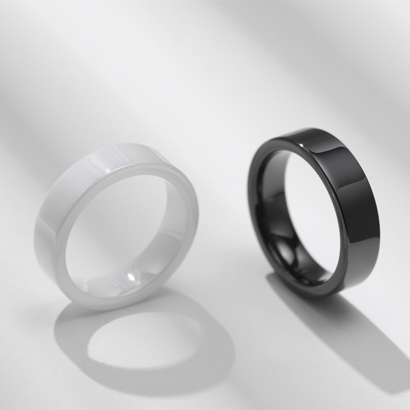 Bague de mariage en céramique blanche/noire de 6mm, pour hommes et femmes, taille 6-12