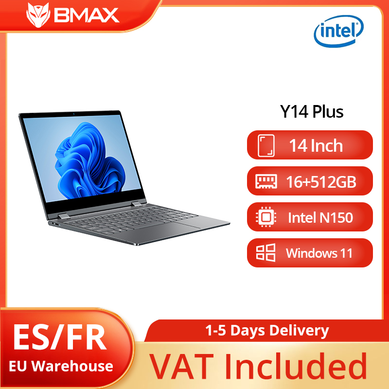 Laptop BMAX Y14 Plus 14 cali Notebook Windows 11 16GB RAM GB SSD * 1080 IPS CPU Intel N150 Komputer