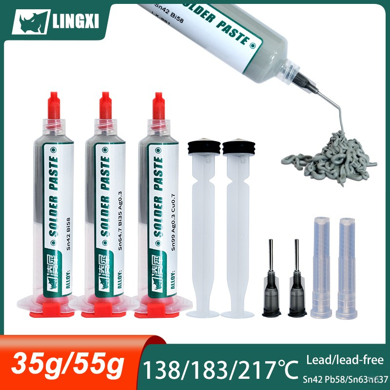 Nowy typ bezołowiowej pasty lutowniczej do strzykawek o niskiej temperaturze do lutowania Led Sn42bi58 Sn63 Smd Repair Tin Paste