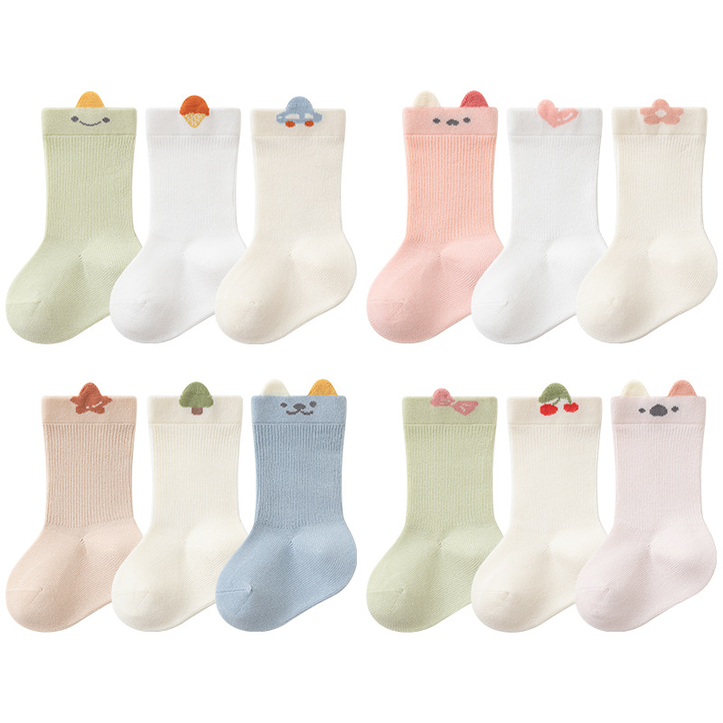 3 pares/set meias do bebê recém-nascido para meninas meninos de alta qualidade algodão da criança meias outono inverno bonito dos desenhos animados das crianças meia 0-5y