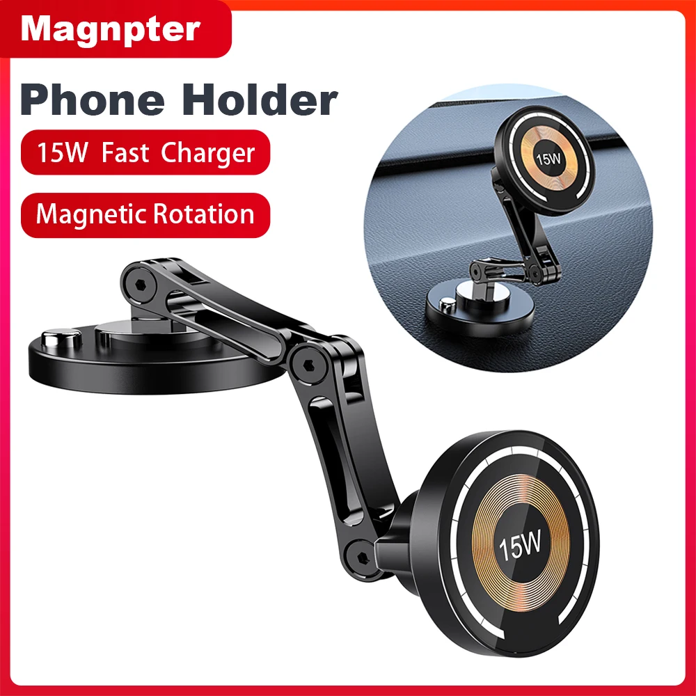 Magnetische auto telefoonhouder draadloze oplader rotatiehouder Magsafe auto telefoonstandaard snelladen voor iPhone 17 16 15 14 Samsung