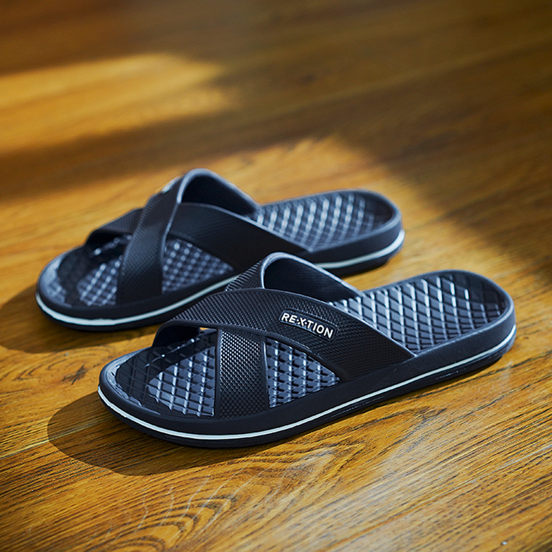 Men's Cross Straps Comfy Open Toe Breathable Slippers Light Non Slip Durable Soft Sole Slides for Men Outdoor Activities Sandals