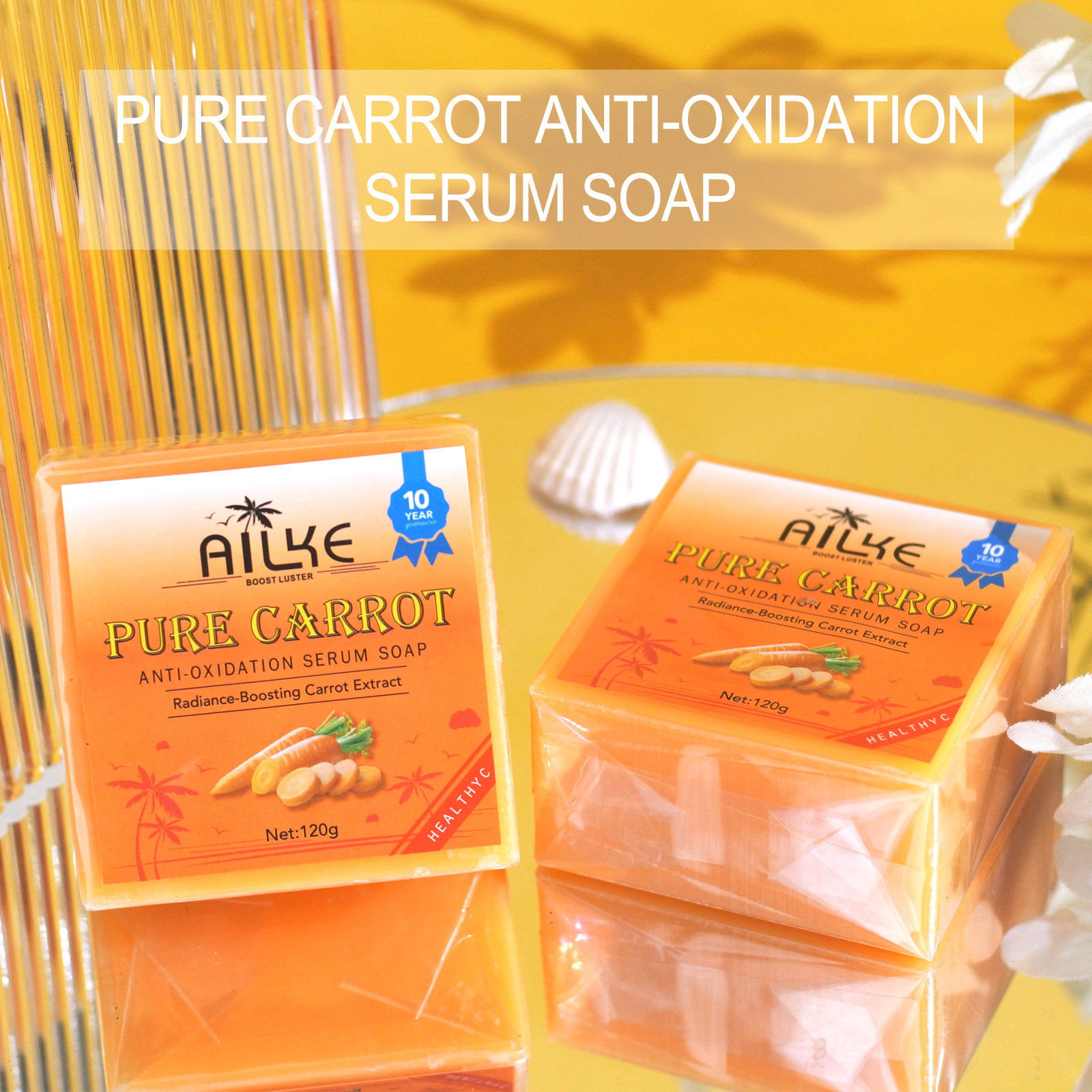 AILKE Jabón Iluminador Orgánico, con Zanahoria, Vitamina C&E, Limpieza, Hidratante, Piel Suave y Suave, para Uso Facial y Corporal