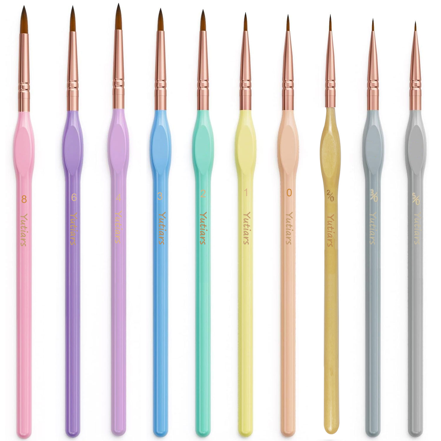 Yutiars 10 PCS Micro Conjunto de Pincéis de Detalhe Fino Macaron Pastel Pequeno Miniatura Pincel de Detalhe de Ponta Fina para Aquarela de Óleo Acrílico