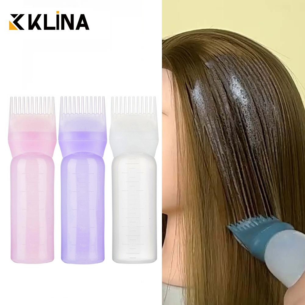 KLINA 120ml 헤어 루트 빗 애플리케이터 병 헤어 컬러 오일 염료 브러시 스타일링 용 병 ABS 리필 용기