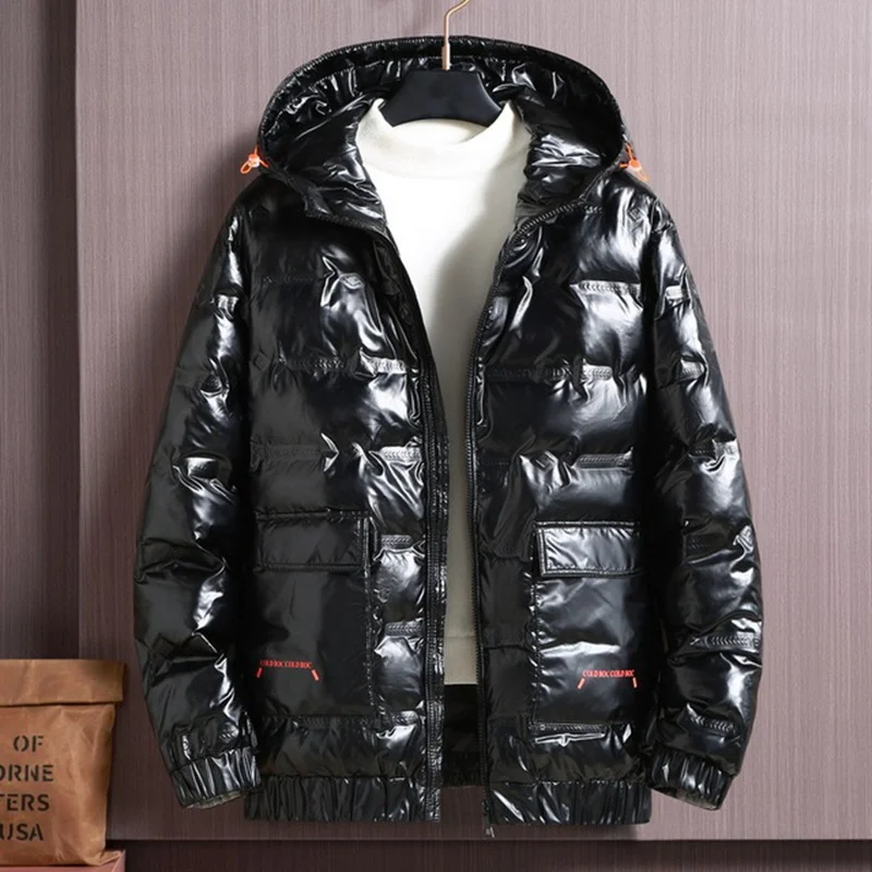 2024 Męska kurtka zimowa puchowa Mąż z kapturem Oversize Kurtka wyściełana Błyszcząca Ciepła Parka Męska Czarna Extra Duży Rozmiar 7xl 9XL 10XL Duży